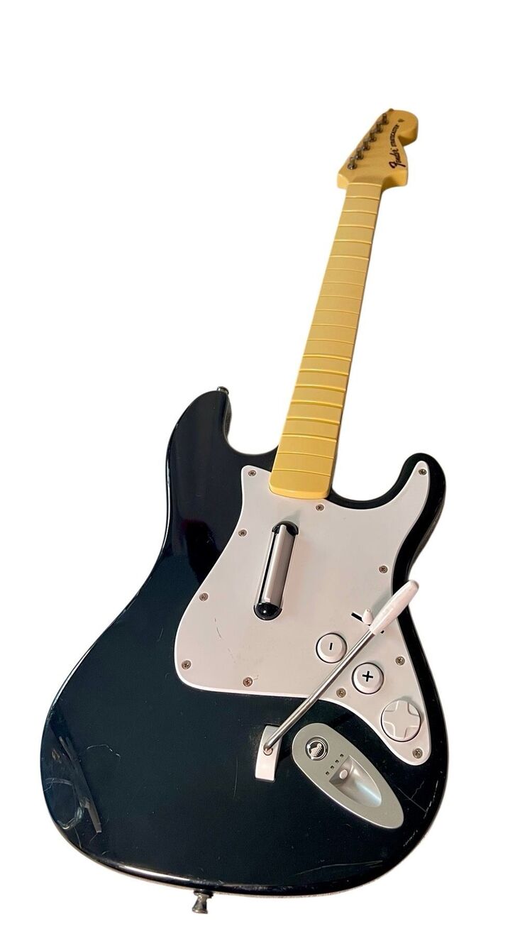 Wii Rock Band Wireless Fender Stratocaster Guitar Controller 19091 Black/White